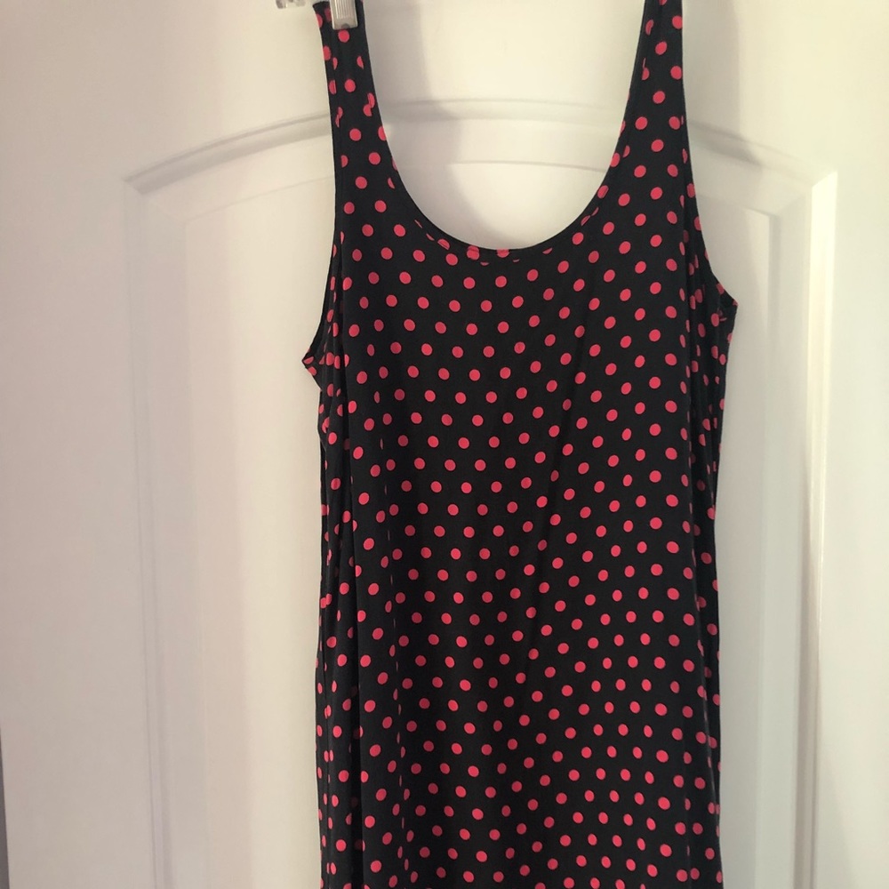 Navy and red polka dot dress!
